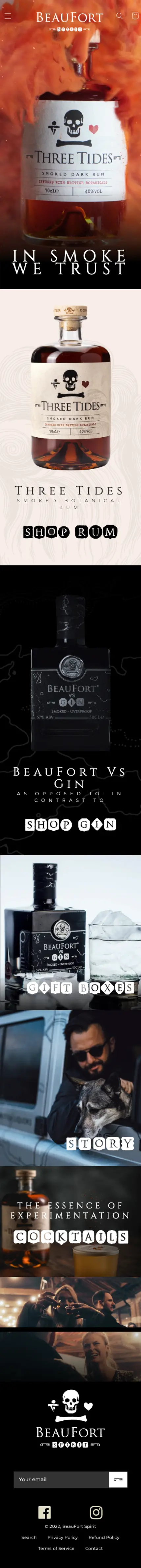 BeauFort Spirit website on a mobile device