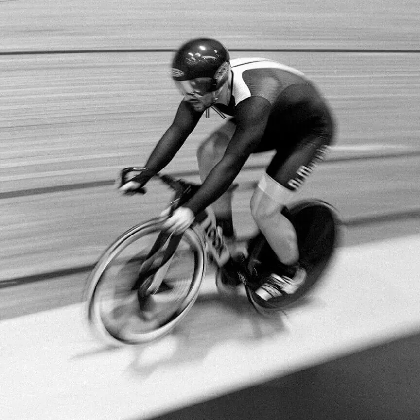 Cyclist wearing Dimascio clothing at the Velodrome