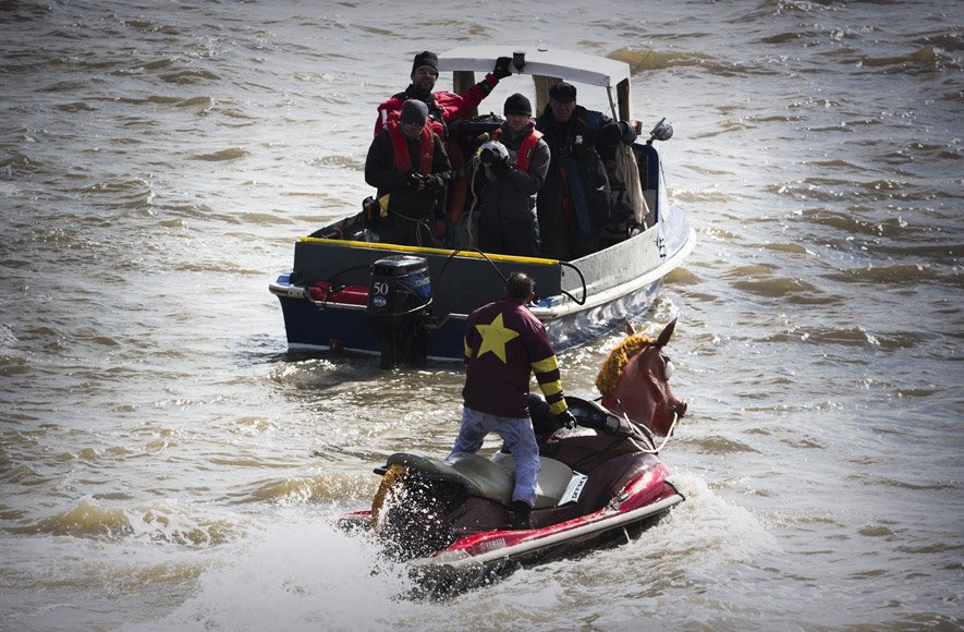 Filming on the boat